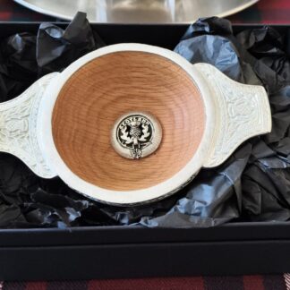 Pewter and Wooden Quaich - Thistle